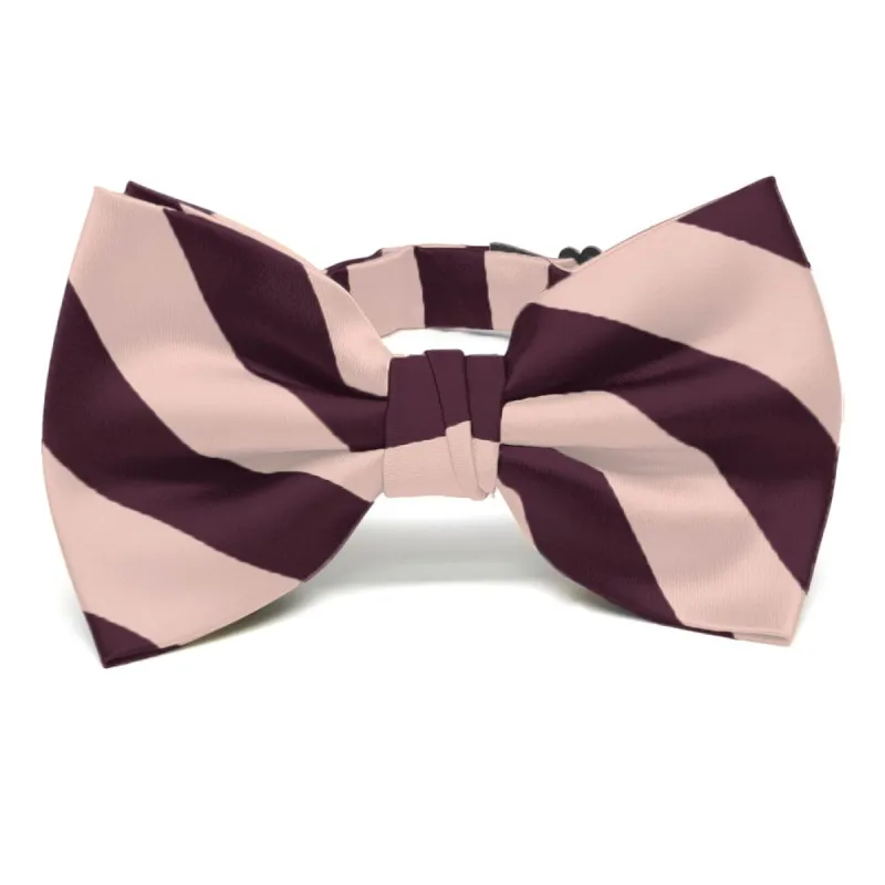 Petal and Wine Striped Bow Tie sold by TieMart