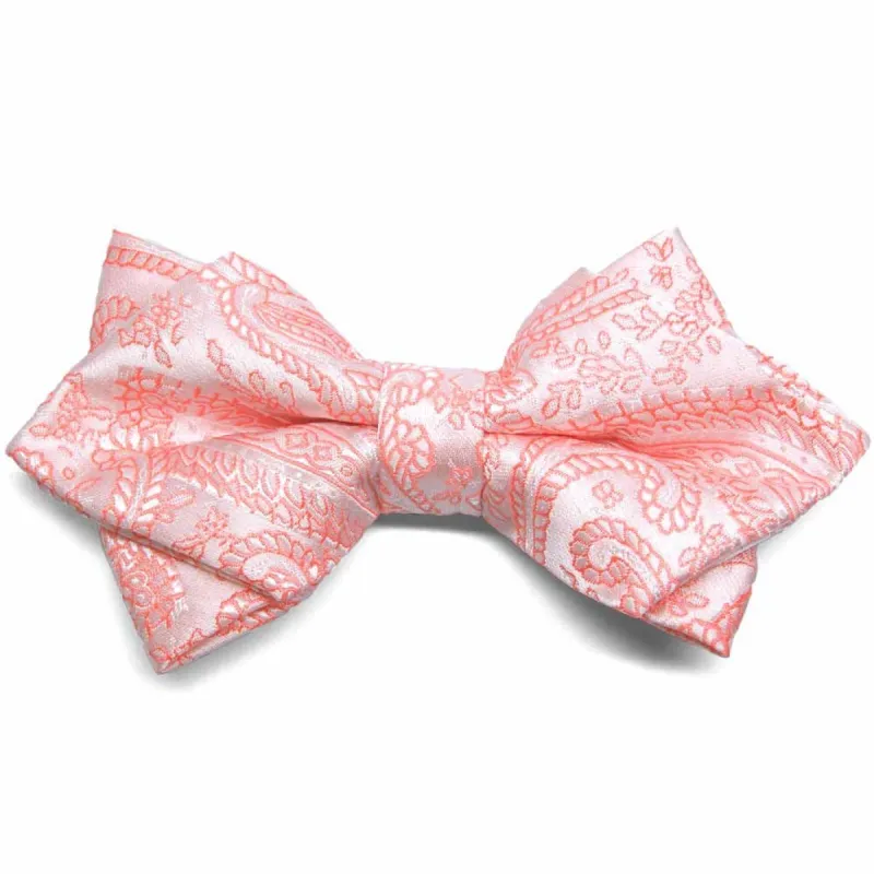 Coral Clara Paisley Diamond Tip Bow Tie sold by TieMart