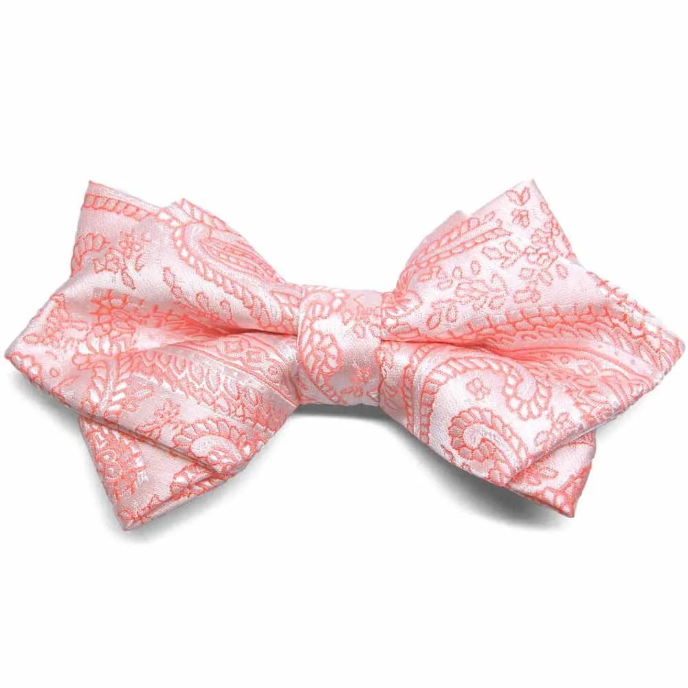 Coral Clara Paisley Diamond Tip Bow Tie sold by TieMart