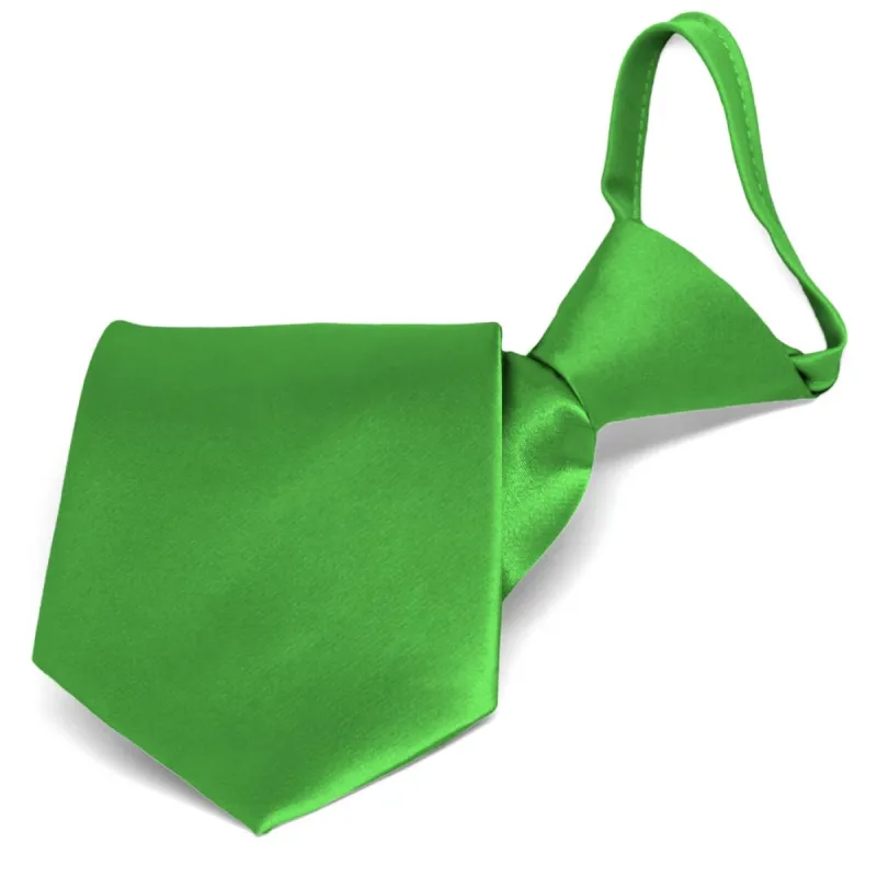 Grass Green Solid Color Zipper Tie sold by TieMart