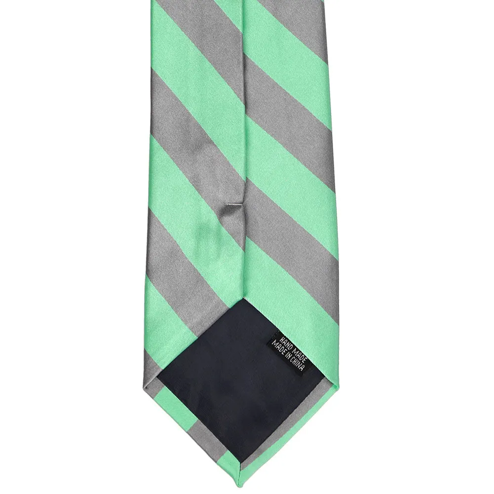 Bright Mint and Gray Striped Tie sold by TieMart product image thumbnail 5