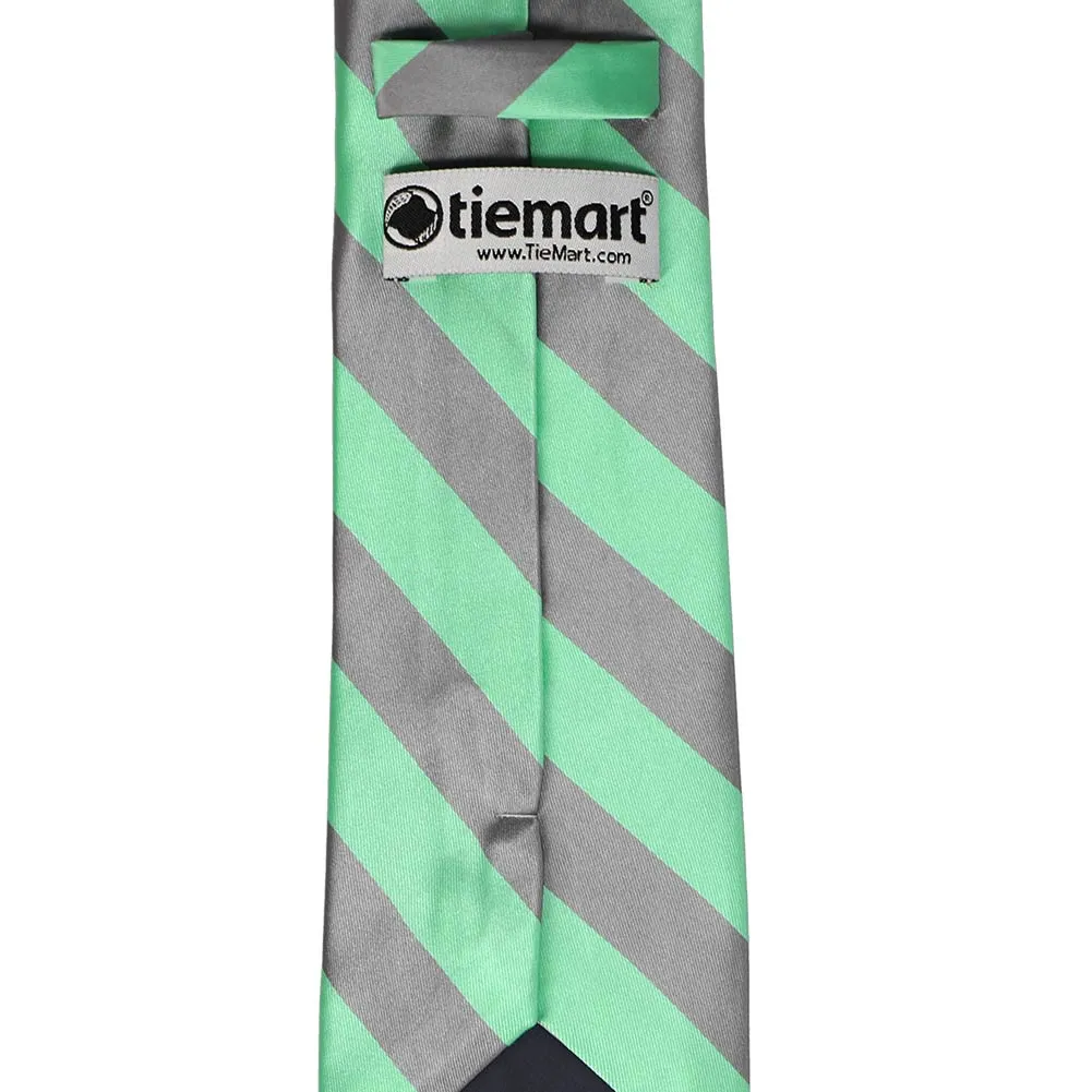Bright Mint and Gray Striped Tie sold by TieMart product image thumbnail 4