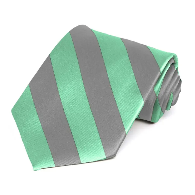 Bright Mint and Gray Striped Tie sold by TieMart