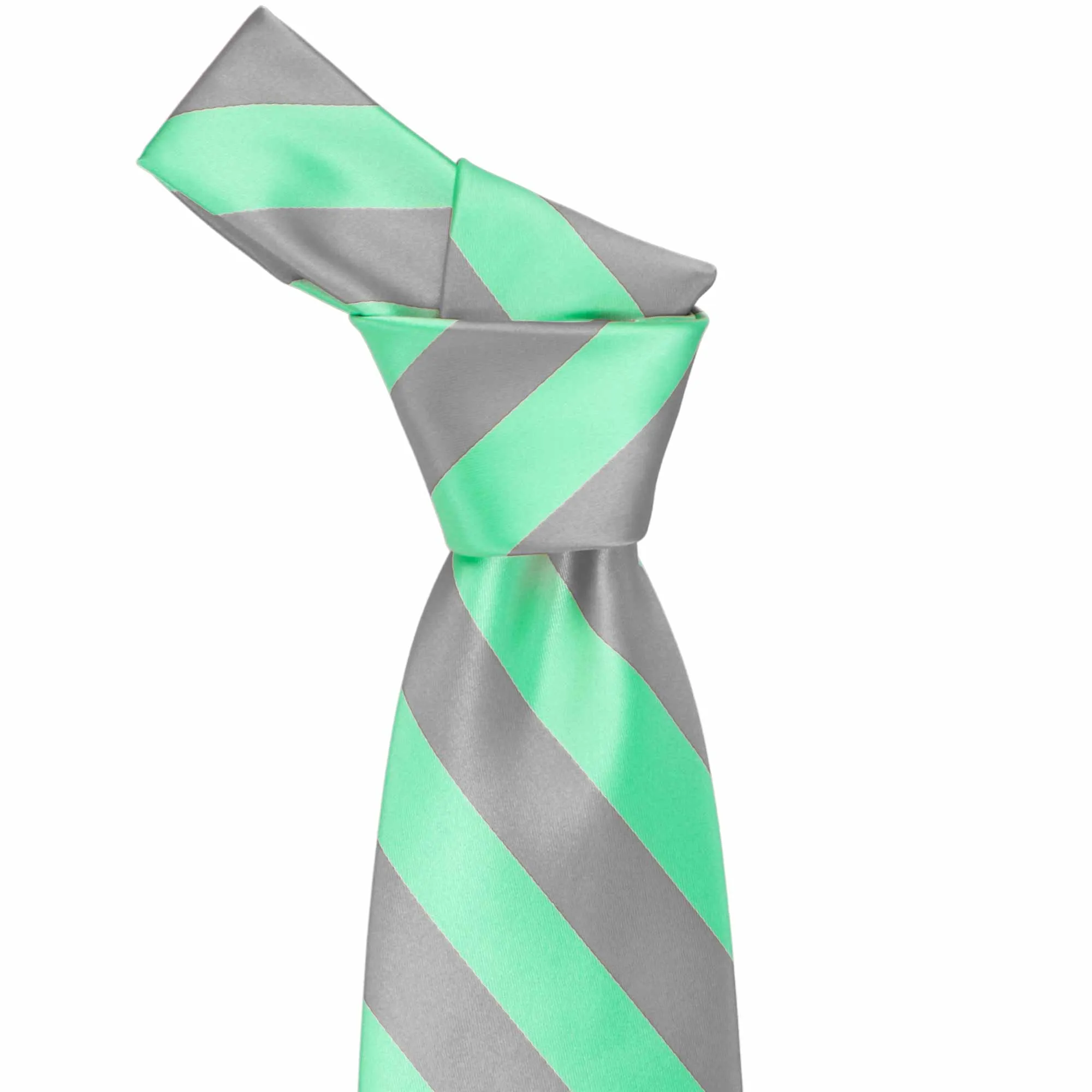 Bright Mint and Gray Striped Tie sold by TieMart product image thumbnail 2