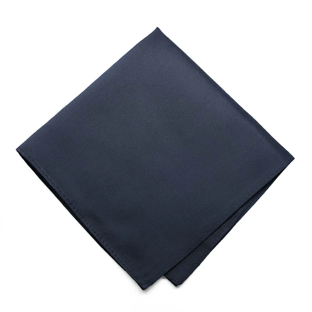 Navy Blue Cotton/Silk Pocket Square sold by TieMart