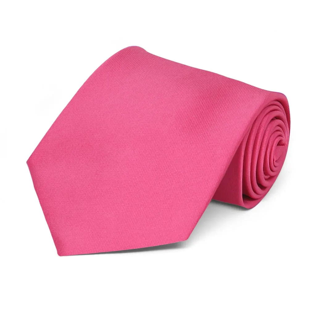 Hot Pink Extra Long Solid Color Necktie sold by TieMart