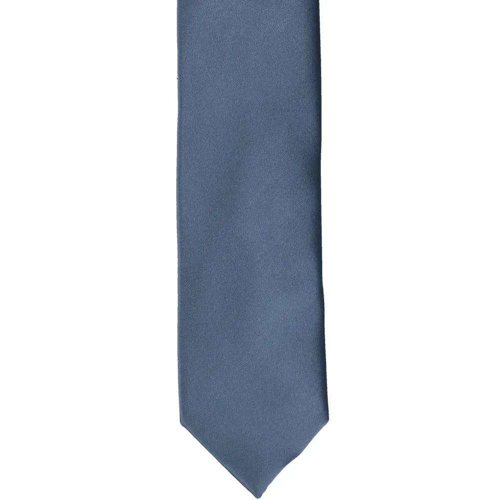 Dusty Blue Premium Skinny Necktie, 2" Width sold by TieMart product image thumbnail 2