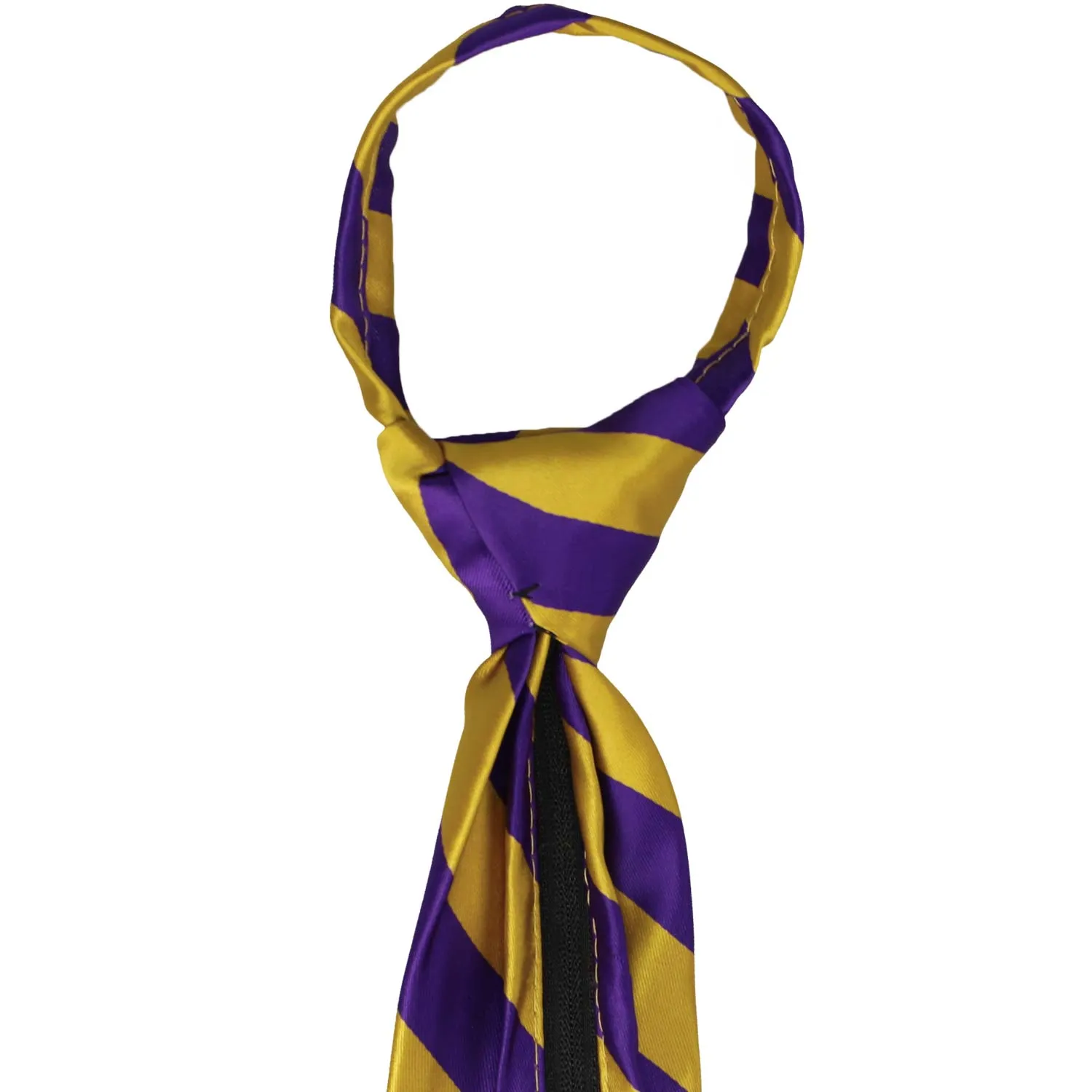 Dark Purple and Gold Striped Zipper Tie sold by TieMart product image thumbnail 4
