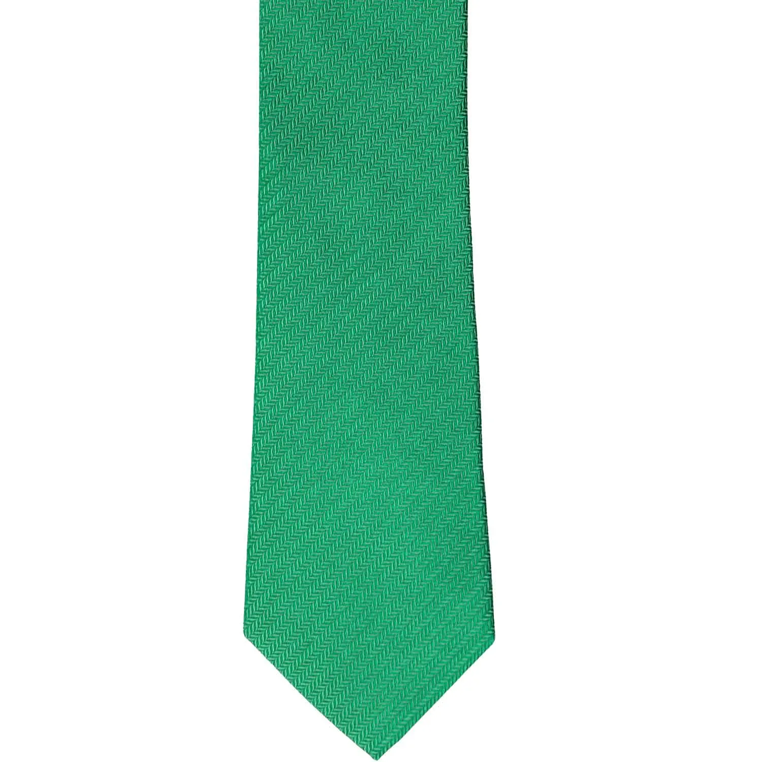 Green Herringbone Silk Slim Necktie, 2.5" Width sold by TieMart product image thumbnail 2