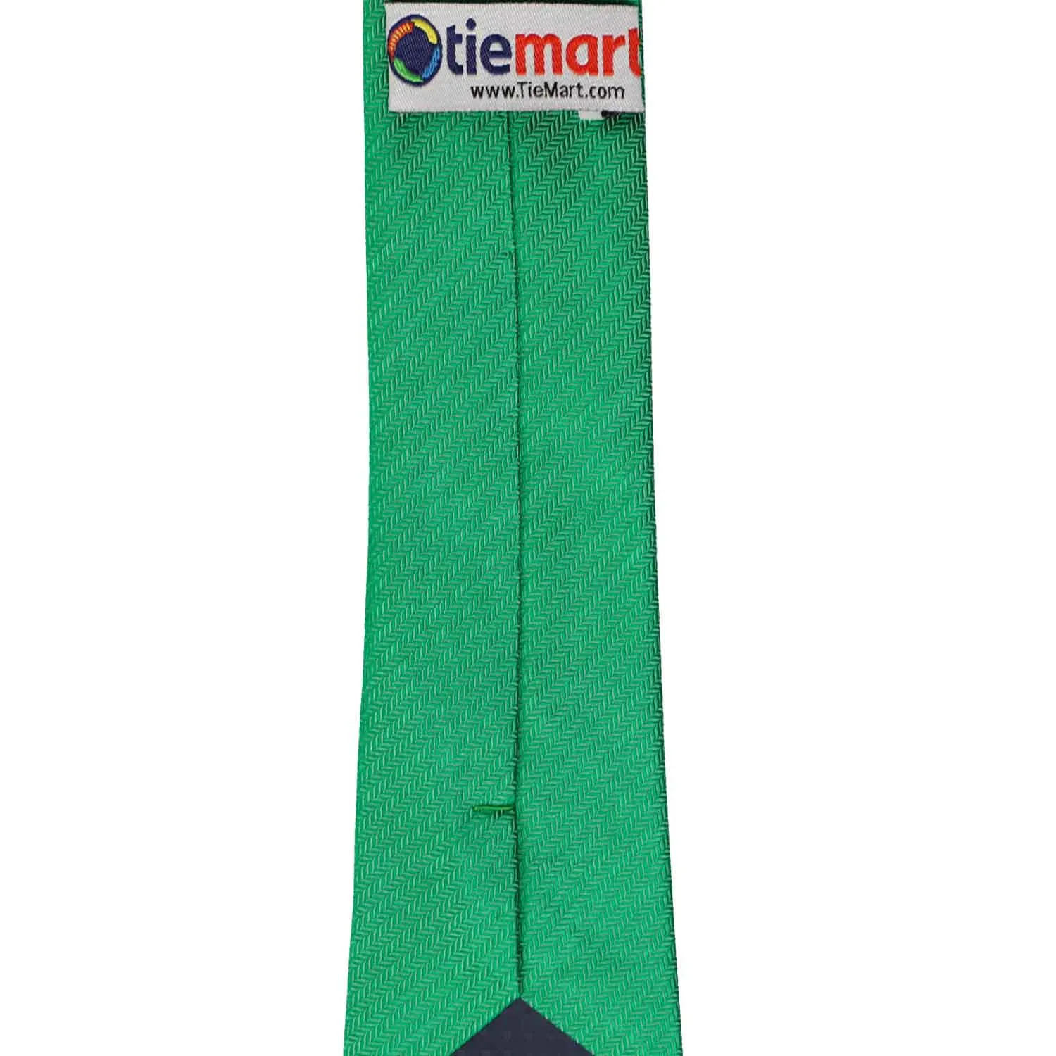 Green Herringbone Silk Slim Necktie, 2.5" Width sold by TieMart product image thumbnail 3