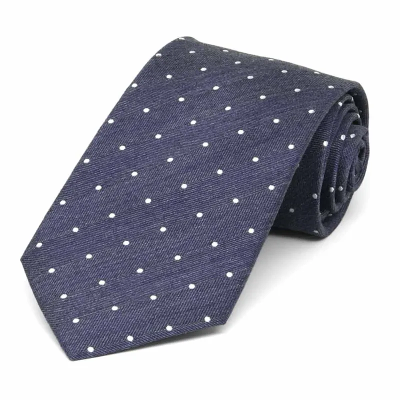 Indigo Provost Chambray Dot Silk Necktie, 3" Width sold by TieMart