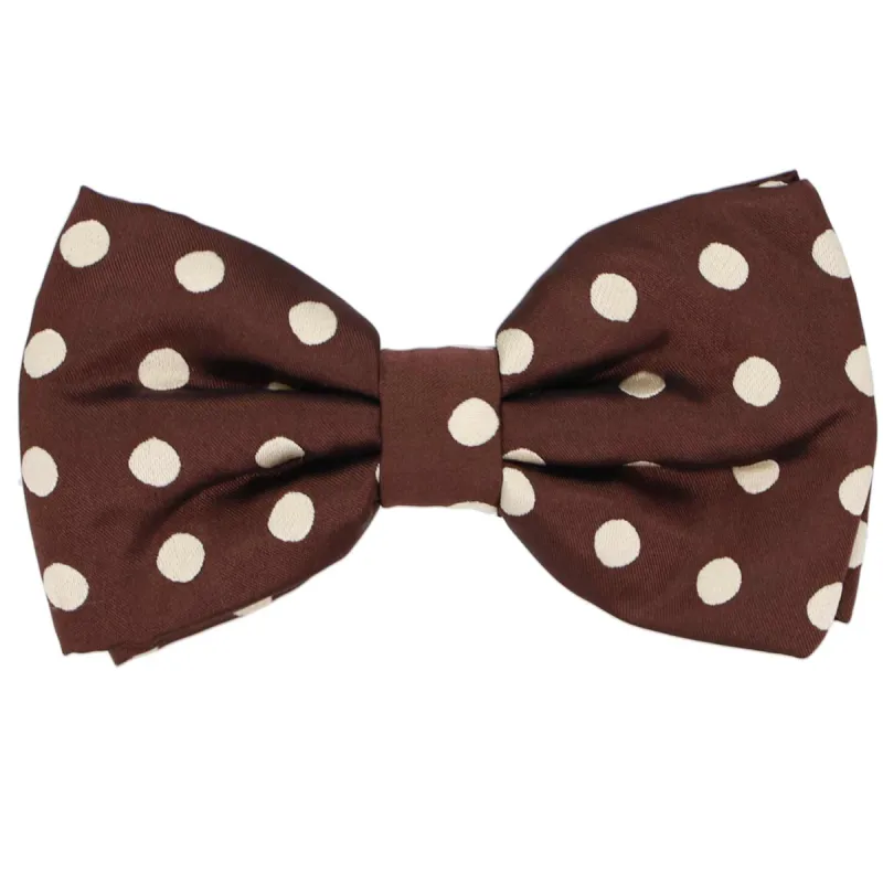 Brown and Tan Quincy Polka Dot Bow Tie sold by TieMart