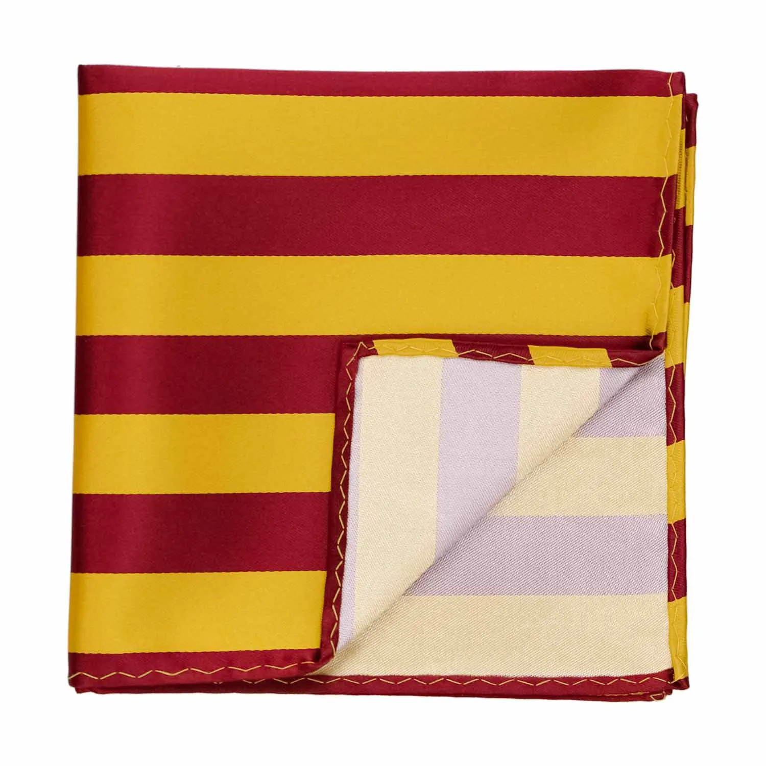 Crimson Red and Golden Yellow Striped Pocket Square sold by TieMart product image thumbnail 2