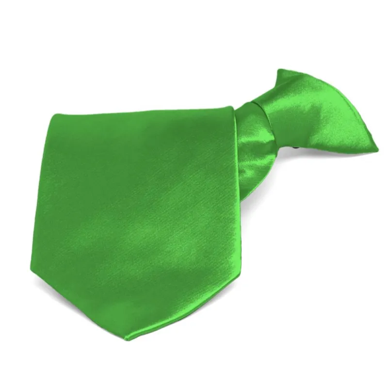 Grass Green Solid Color Clip-On Tie sold by TieMart
