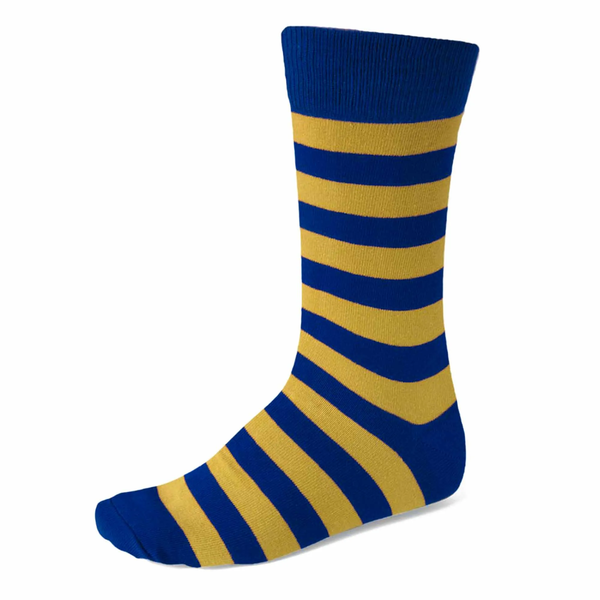 Men's Royal Blue and Gold Striped Socks sold by TieMart