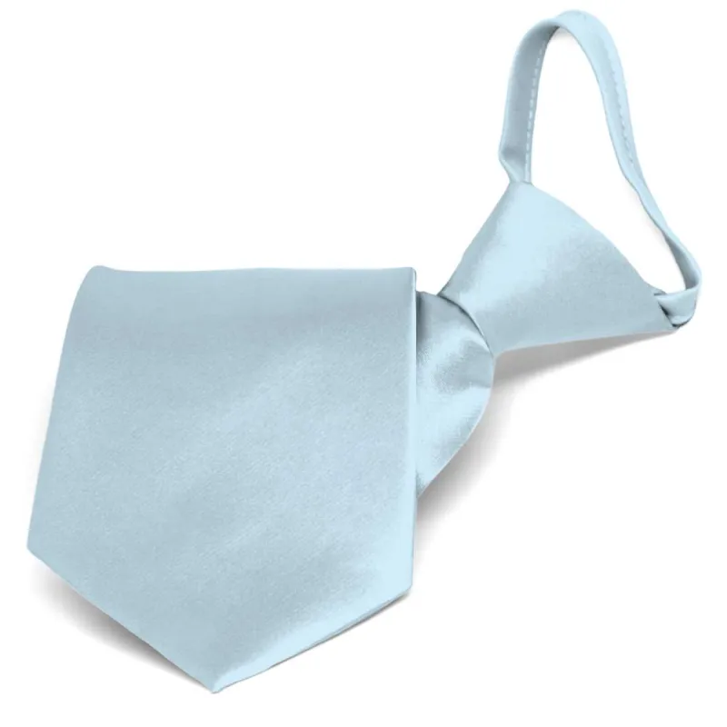 Pale Blue Solid Color Zipper Tie sold by TieMart
