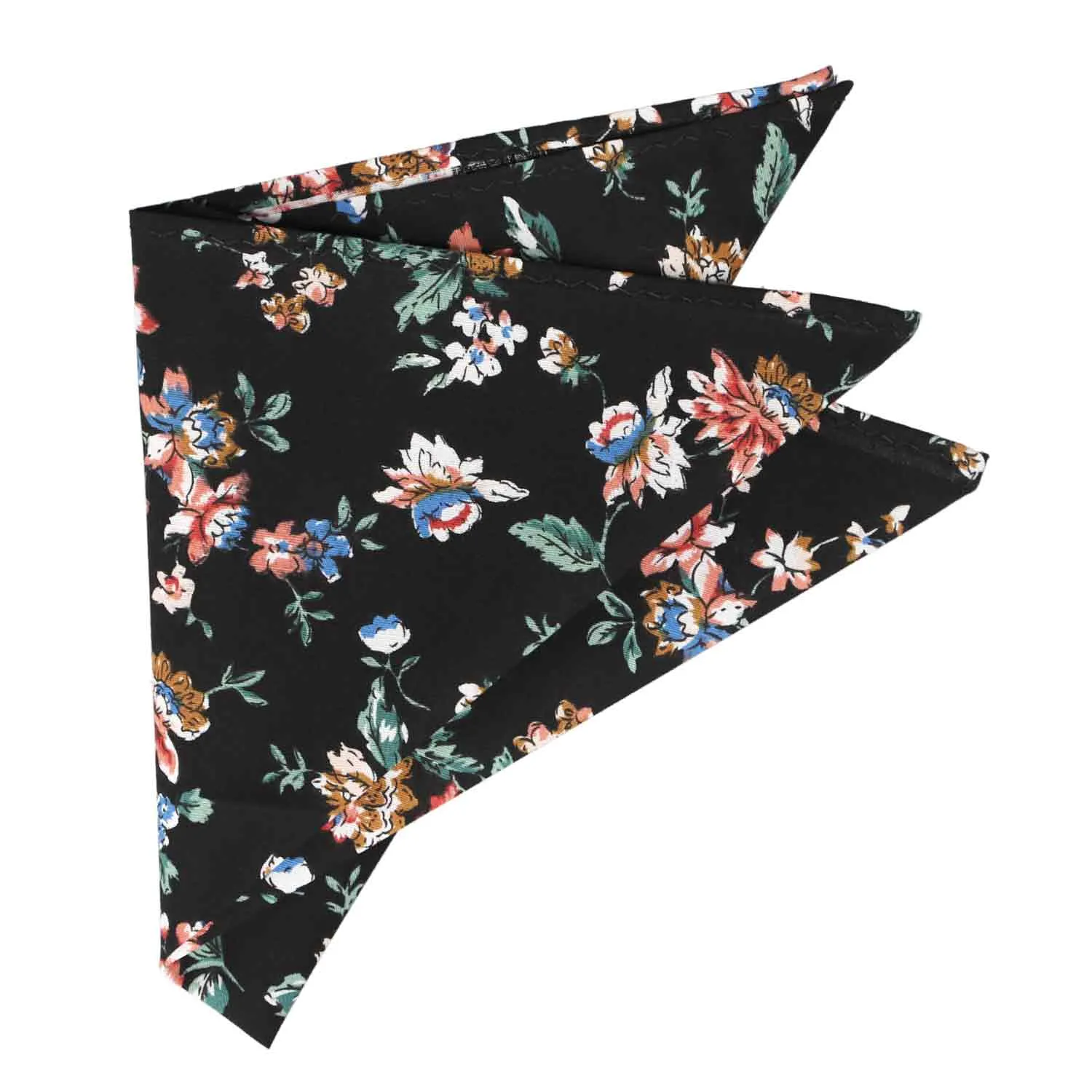 Black Stanton Floral Pocket Square sold by TieMart product image thumbnail 3