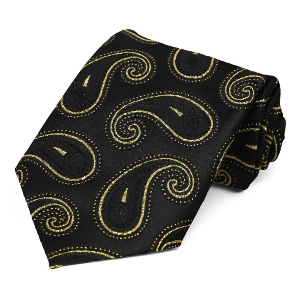Black and Gold Berkshire Paisley Necktie sold by TieMart