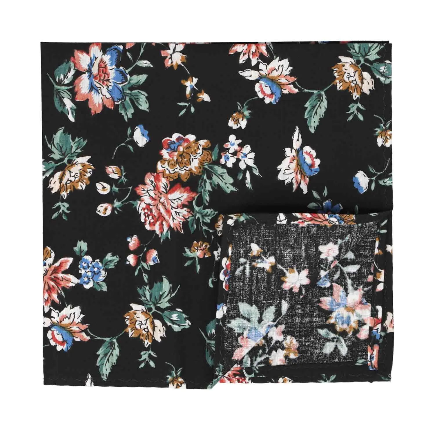 Black Stanton Floral Pocket Square sold by TieMart product image thumbnail 2