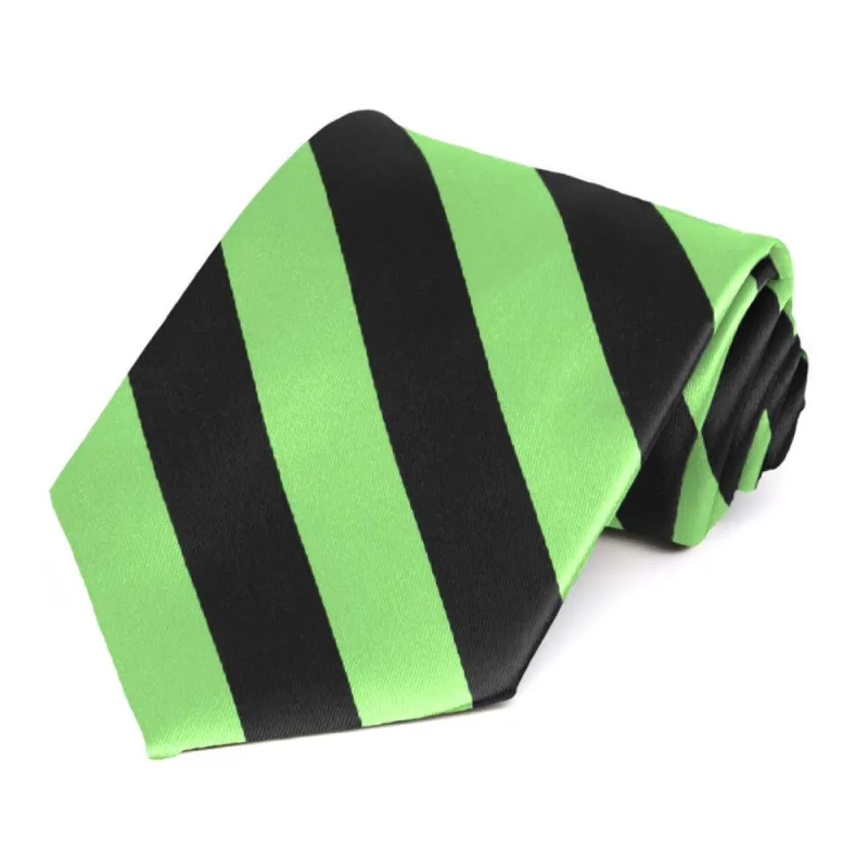 Spring Green and Black Striped Tie sold by TieMart