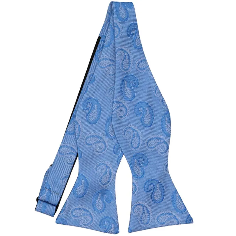 Brilliant Blue Elias Paisley Self-Tie Bow Tie sold by TieMart