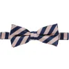 Blush Pink and Navy Blue Formal Striped Bow Tie sold by TieMart
