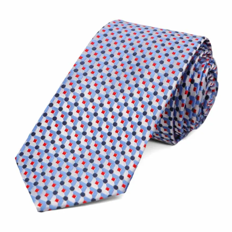Cornflower Island Geometric Slim Necktie sold by TieMart
