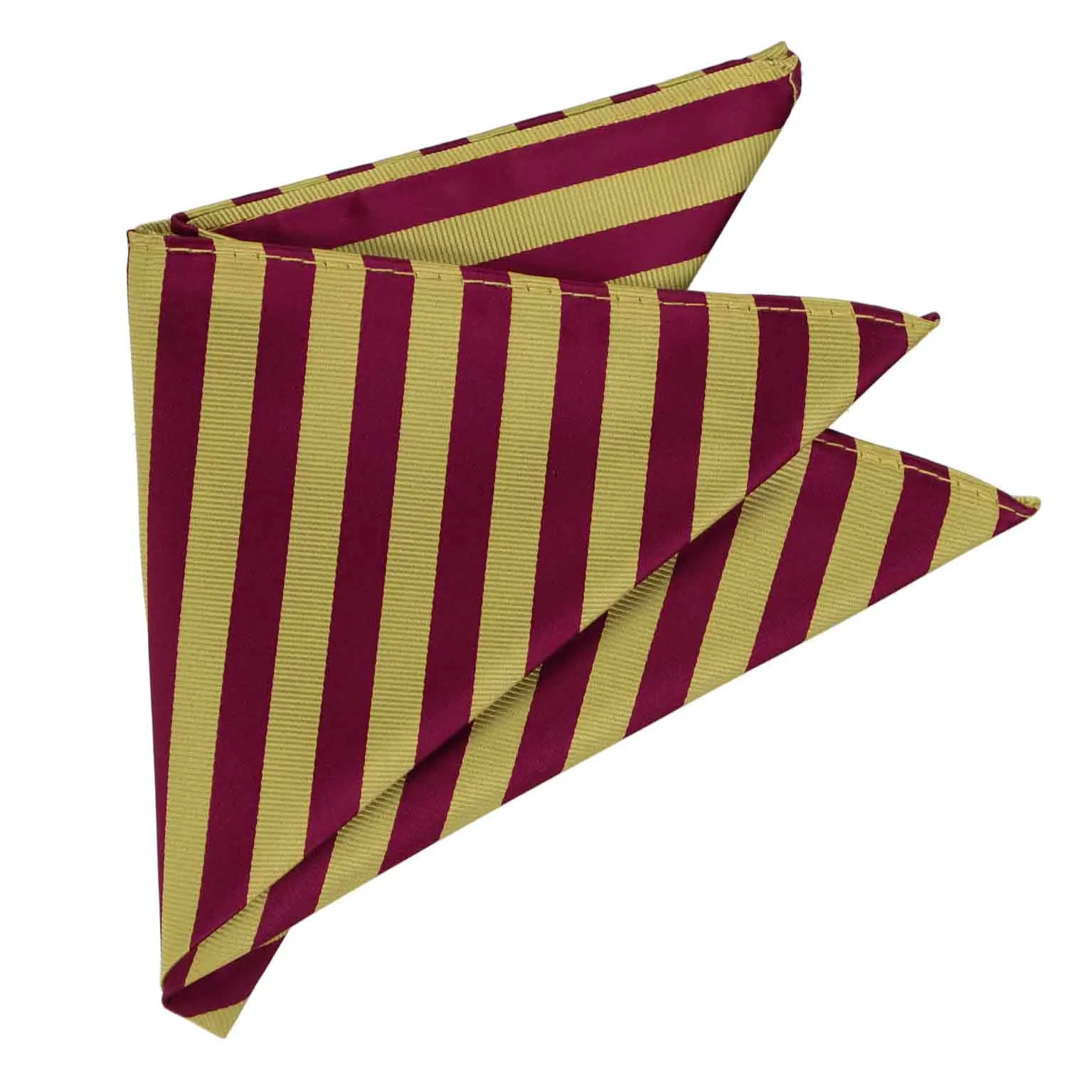 Maroon and Gold Formal Striped Pocket Square sold by TieMart product image thumbnail 3