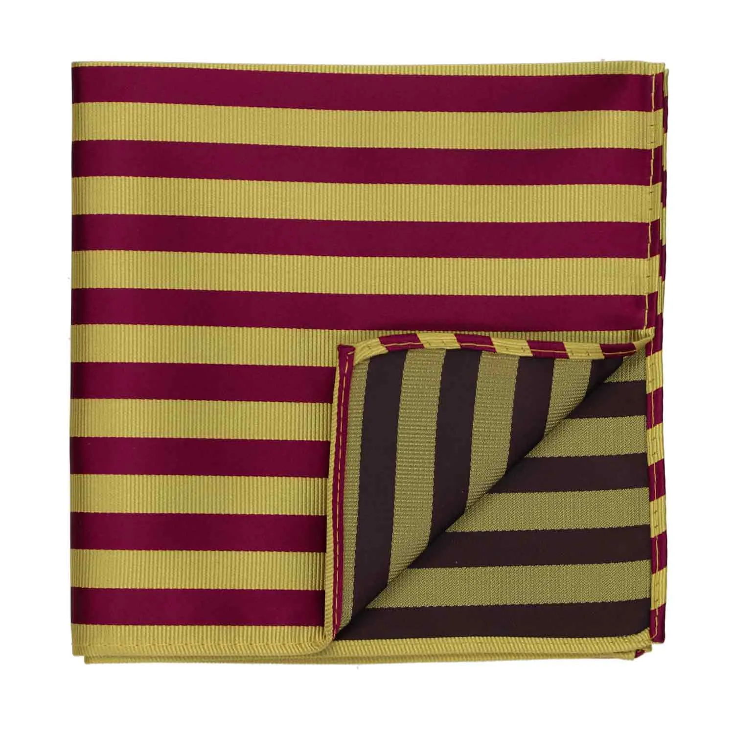 Maroon and Gold Formal Striped Pocket Square sold by TieMart product image thumbnail 2