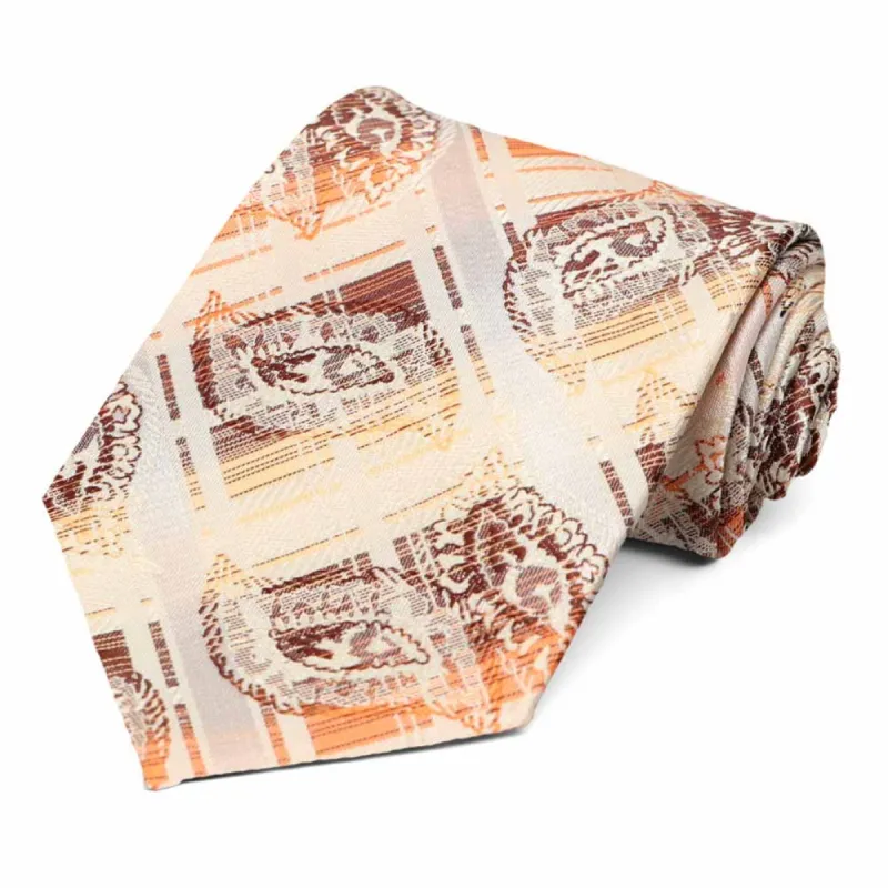 Wheat Brown Oxbow Plaid Necktie sold by TieMart