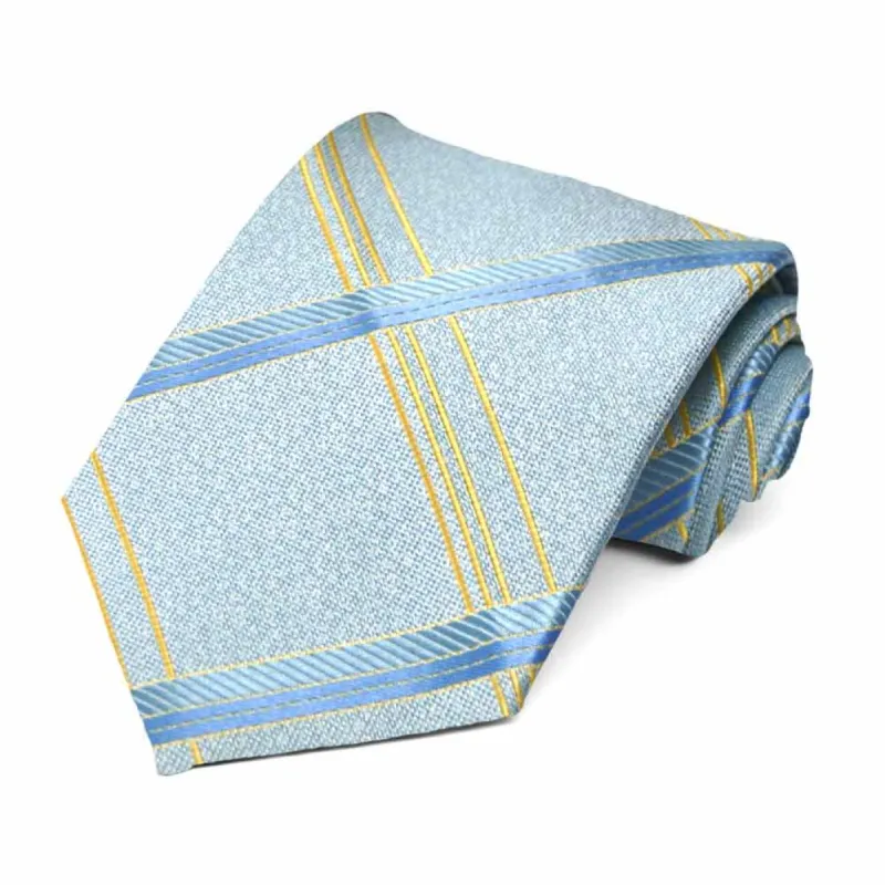 Light Blue Fresno Plaid Necktie sold by TieMart