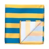 Peacock Blue and Golden Yellow Striped Pocket Square sold by TieMart