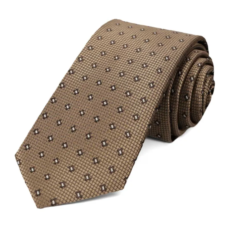 Latte Hoffner Dotted Slim Necktie sold by TieMart