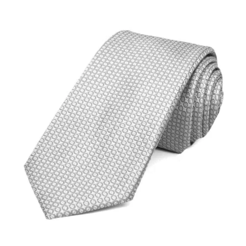 Soft Gray Henry Grain Pattern Slim Necktie, 2.5" Width sold by TieMart