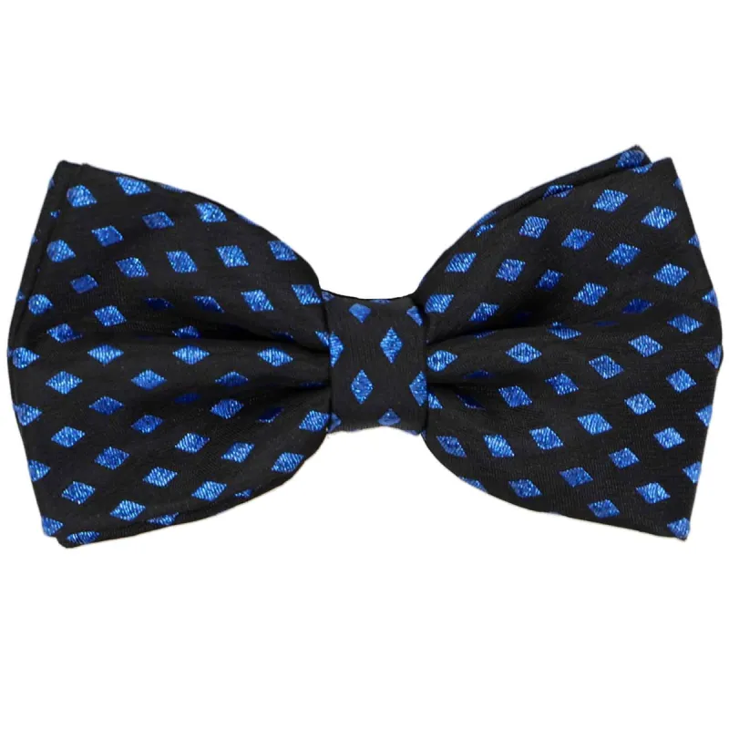 Black and Blue Walker Geometric Bow Tie sold by TieMart