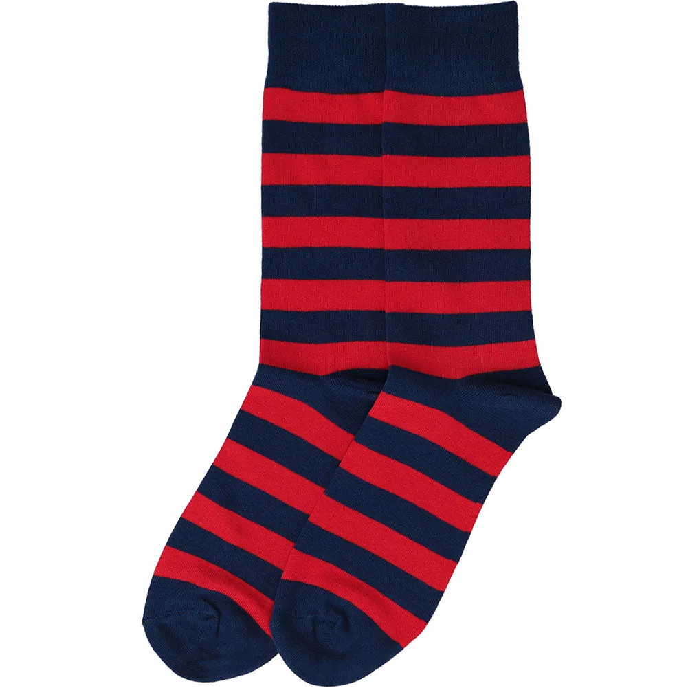 Men's Red and Navy Blue Striped Socks sold by TieMart product image thumbnail 3