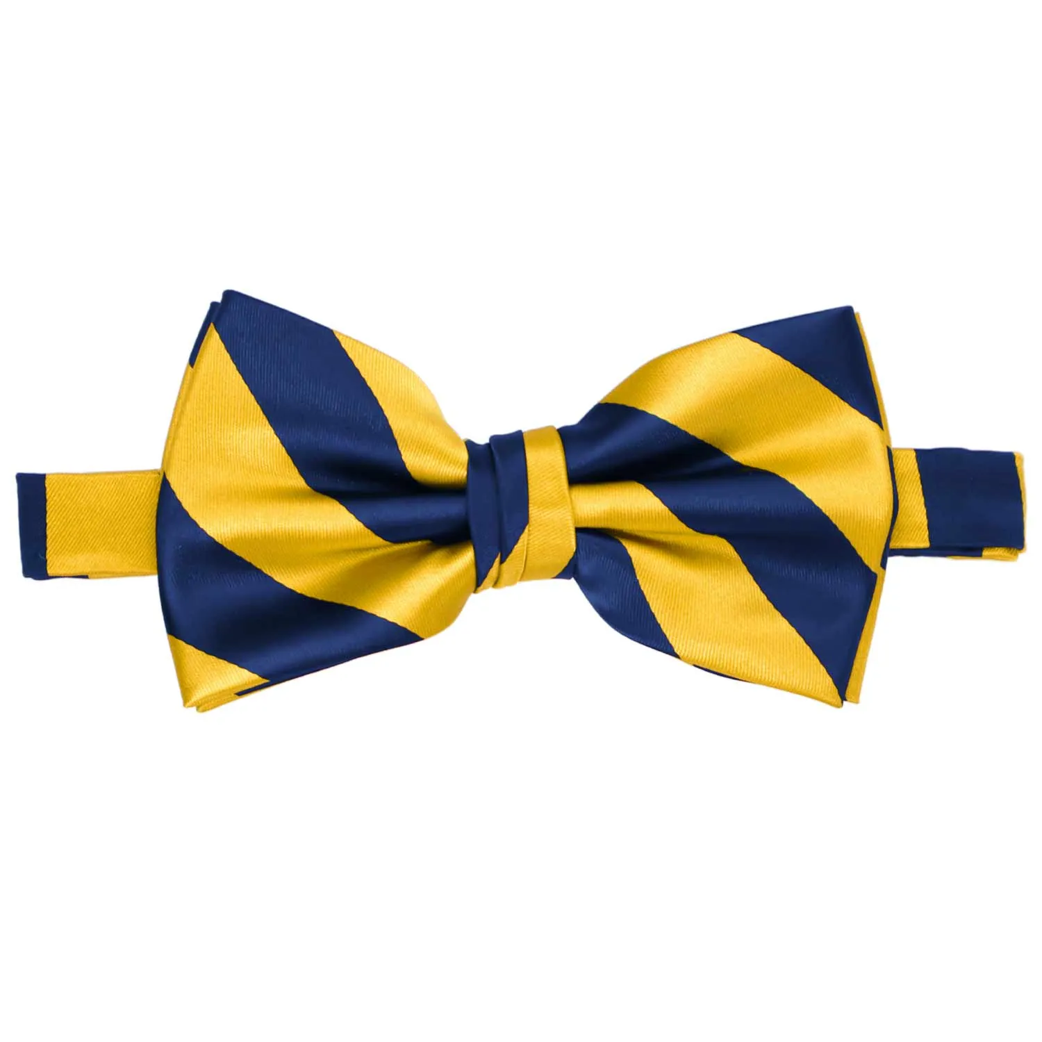 Blue Velvet and Golden Yellow Striped Bow Tie sold by TieMart product image thumbnail 2