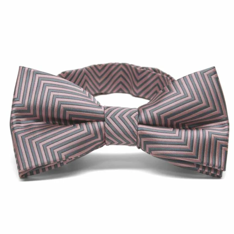 Soft Pink Kimberly Chevron Striped Band Collar Bow Tie sold by TieMart