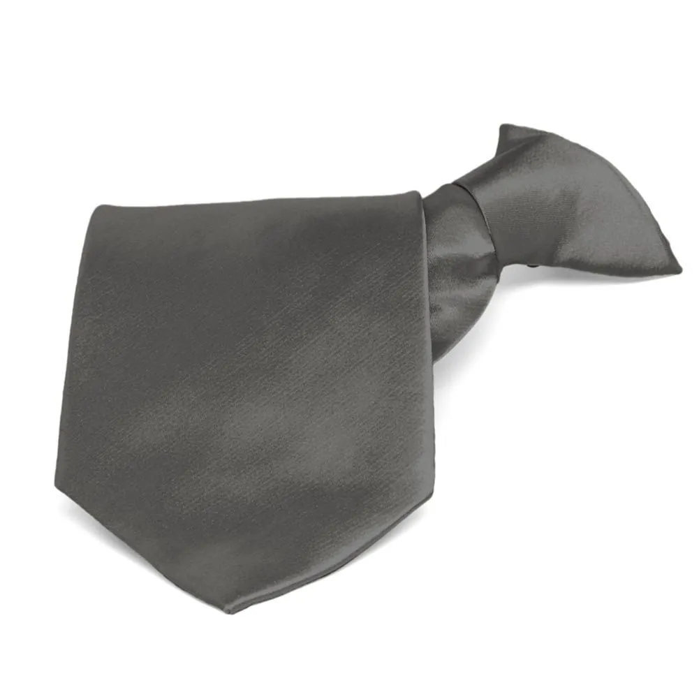 Graphite Gray Solid Color Clip-On Tie sold by TieMart