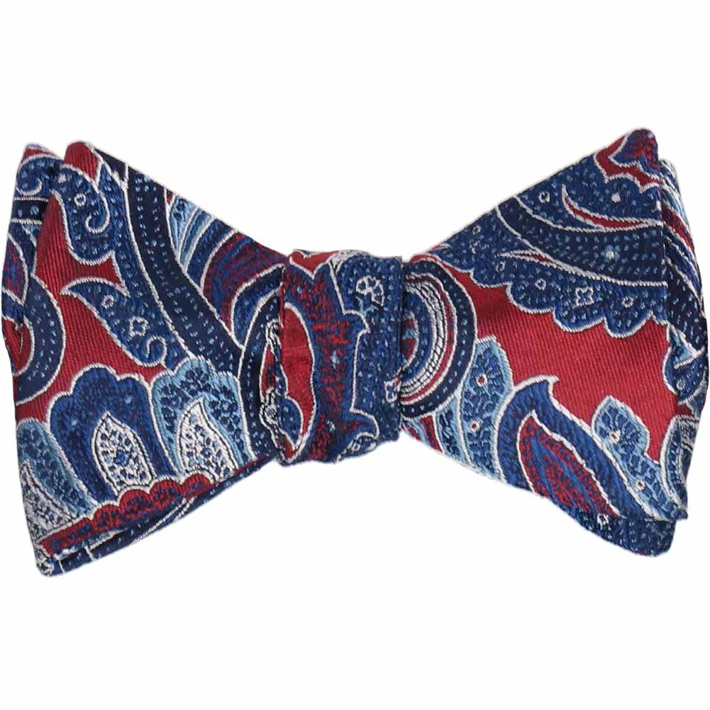 Crimson Red Sergeant Paisley Silk Self-Tie Bow Tie sold by TieMart product image thumbnail 2