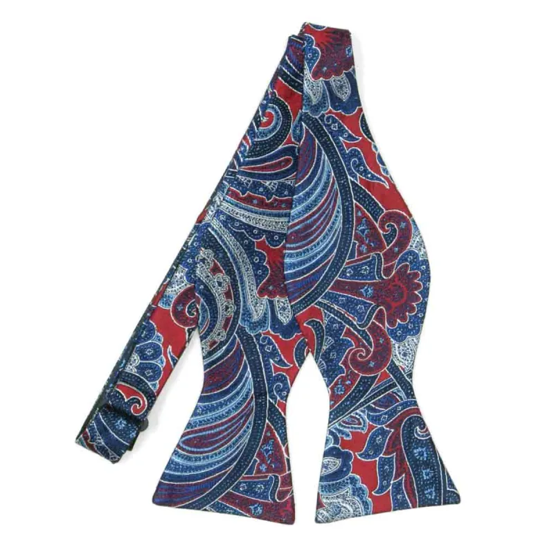 Crimson Red Sergeant Paisley Silk Self-Tie Bow Tie sold by TieMart