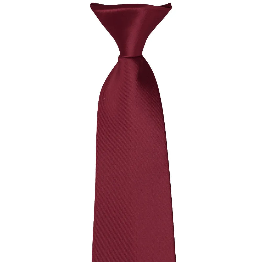 Burgundy Solid Color Clip-On Tie sold by TieMart product image thumbnail 2