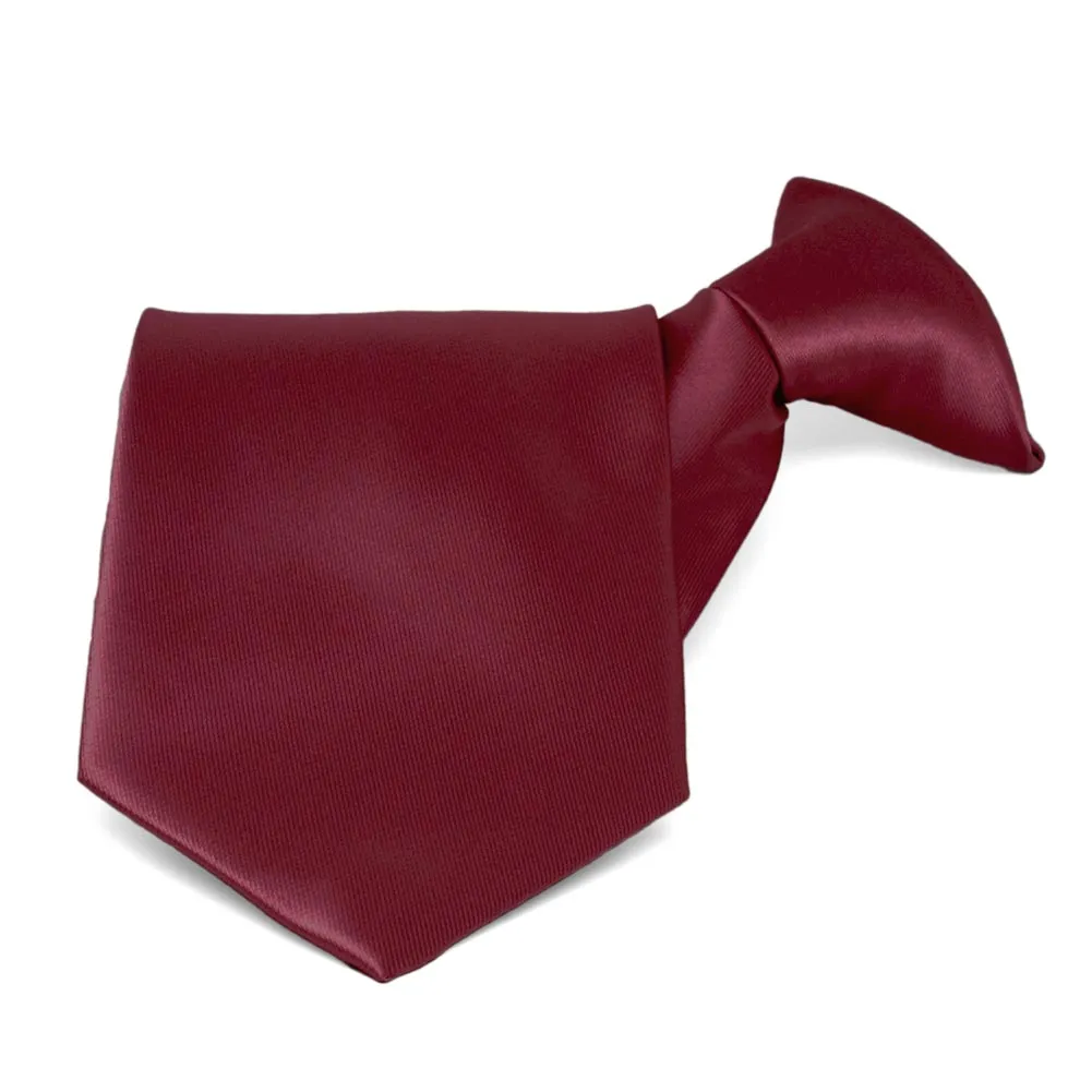 Burgundy Solid Color Clip-On Tie sold by TieMart