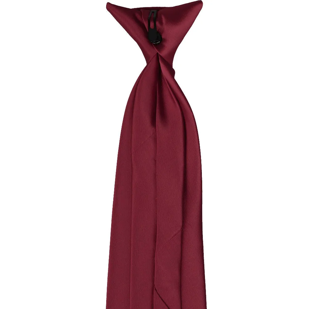 Burgundy Solid Color Clip-On Tie sold by TieMart product image thumbnail 4