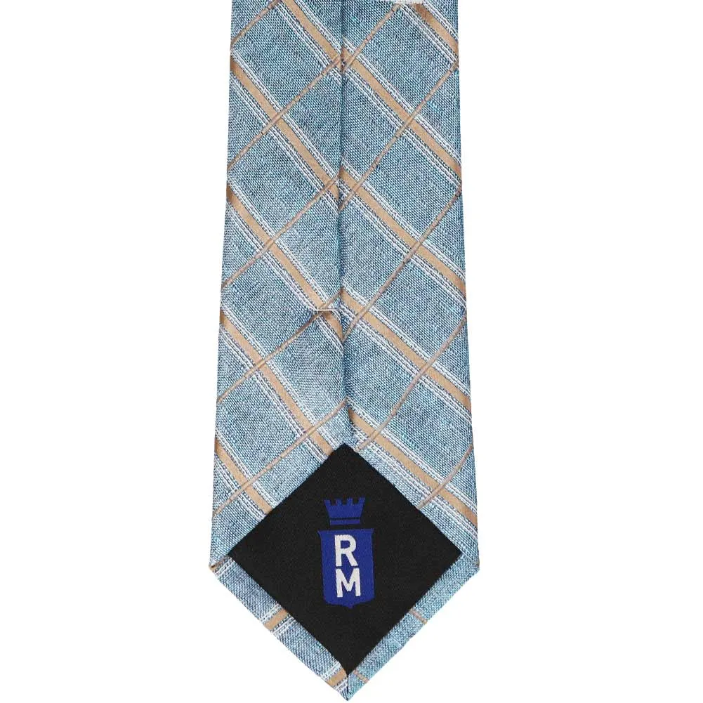 Light Denim Blue Deputy Plaid Linen/Silk Necktie sold by TieMart product image thumbnail 4