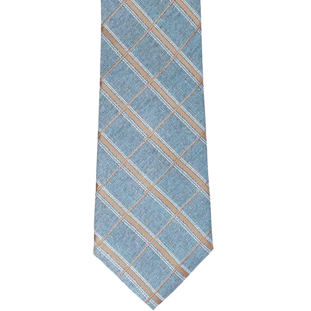 Light Denim Blue Deputy Plaid Linen/Silk Necktie sold by TieMart product image thumbnail 2