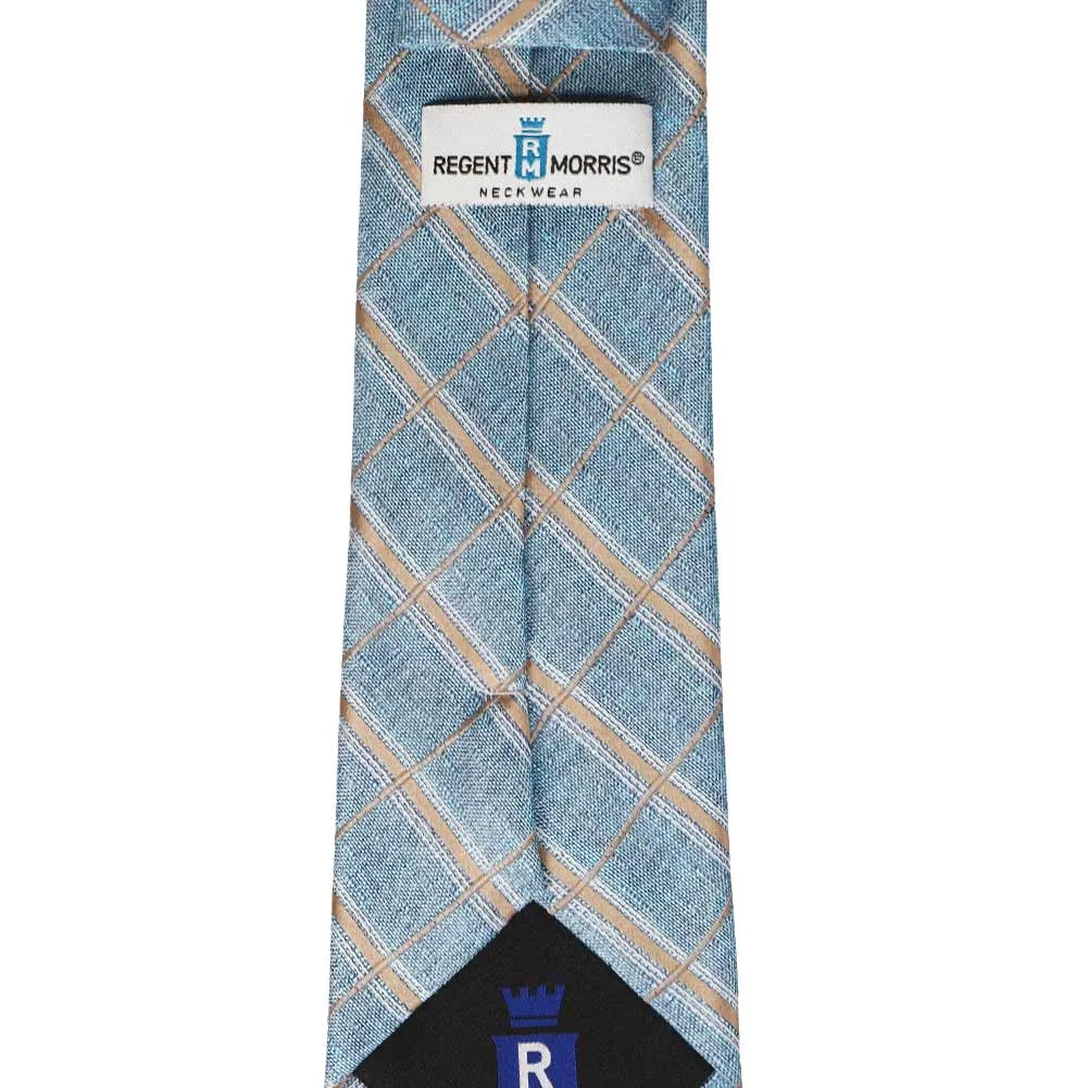 Light Denim Blue Deputy Plaid Linen/Silk Necktie sold by TieMart product image thumbnail 3