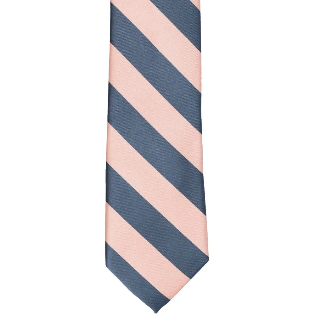 Dusty Blue and Petal Striped Slim Tie, 2.5" Width sold by TieMart product image thumbnail 2