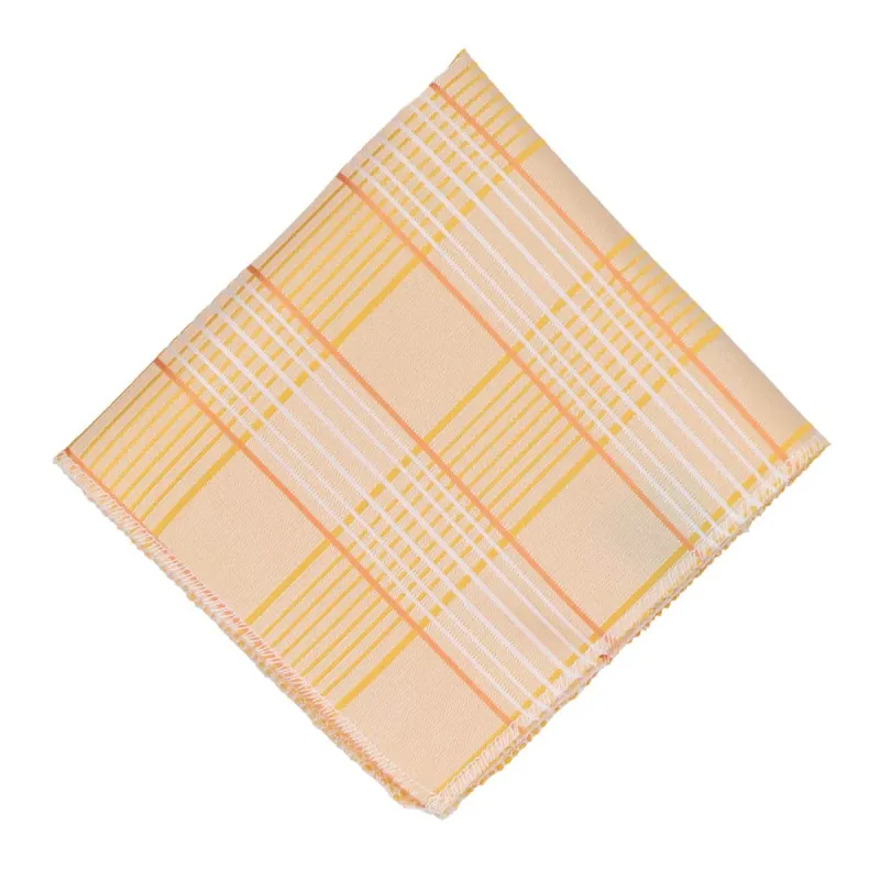 Apricot Jeffrey Plaid Pocket Square sold by TieMart