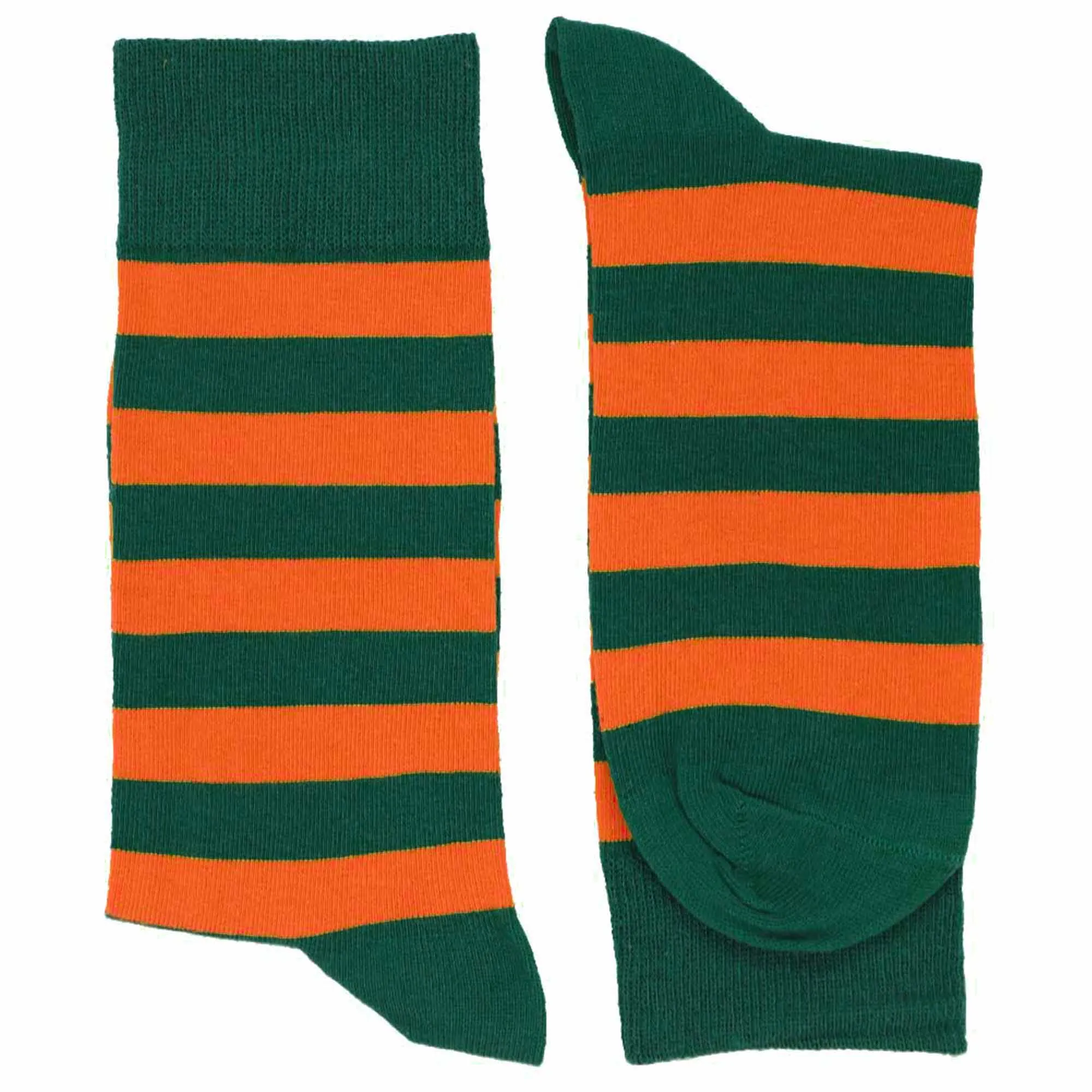 Men's Hunter Green and Orange Striped Socks sold by TieMart product image thumbnail 2